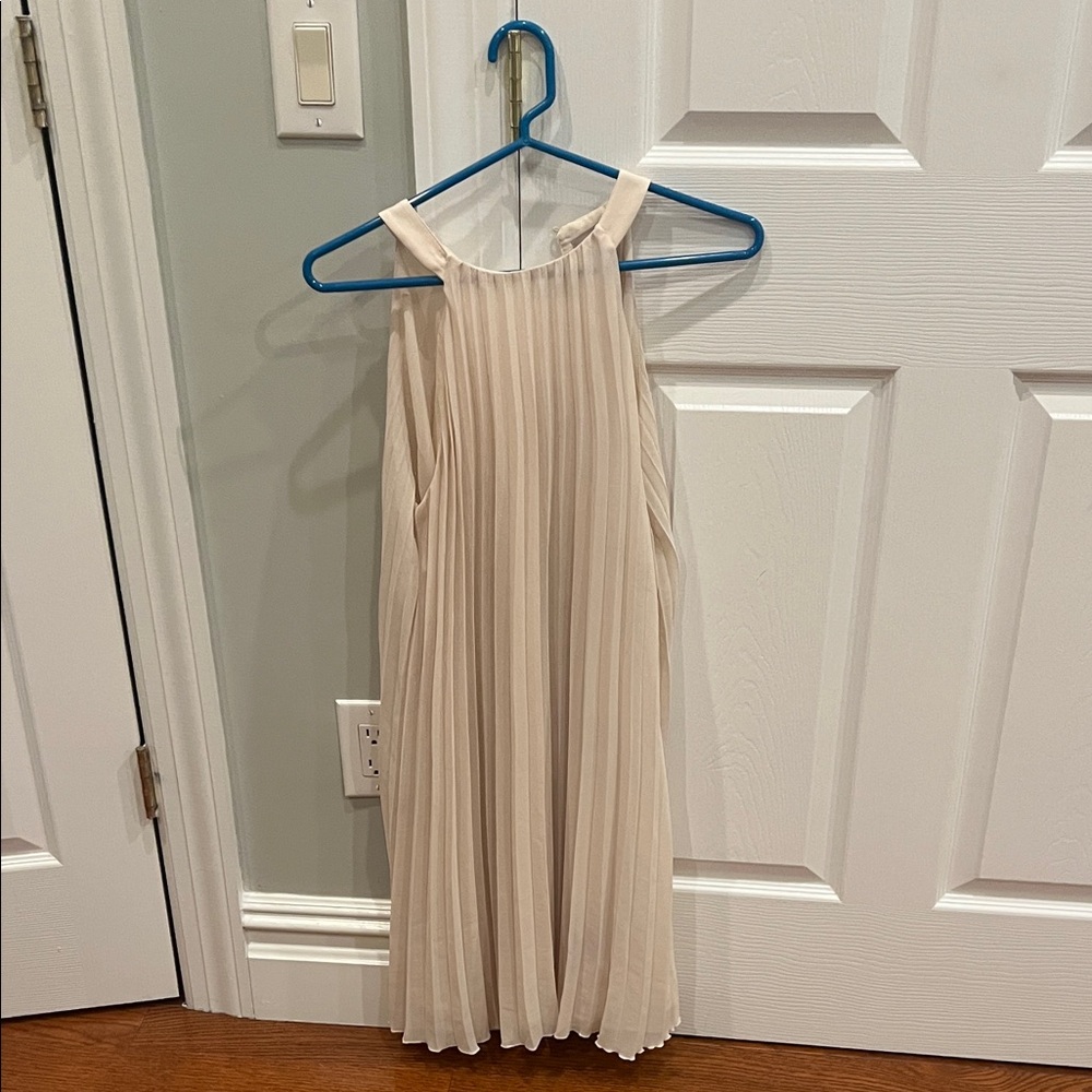 Elegant Cream Pleated Dress